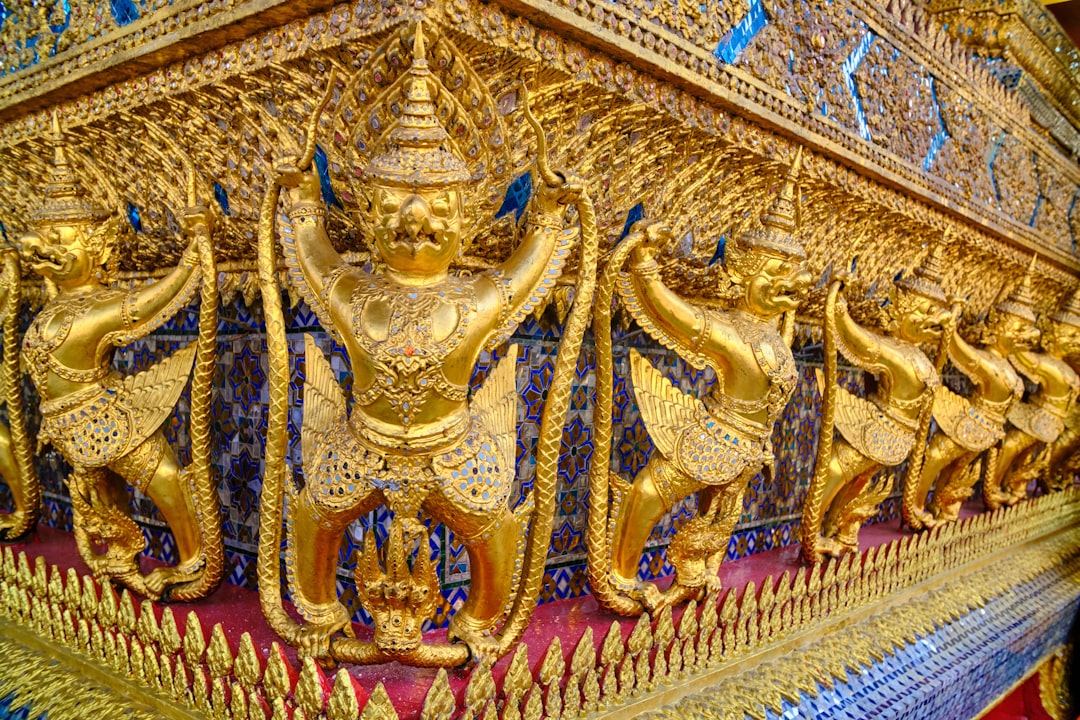 Golden temple in Bangkok at sunset