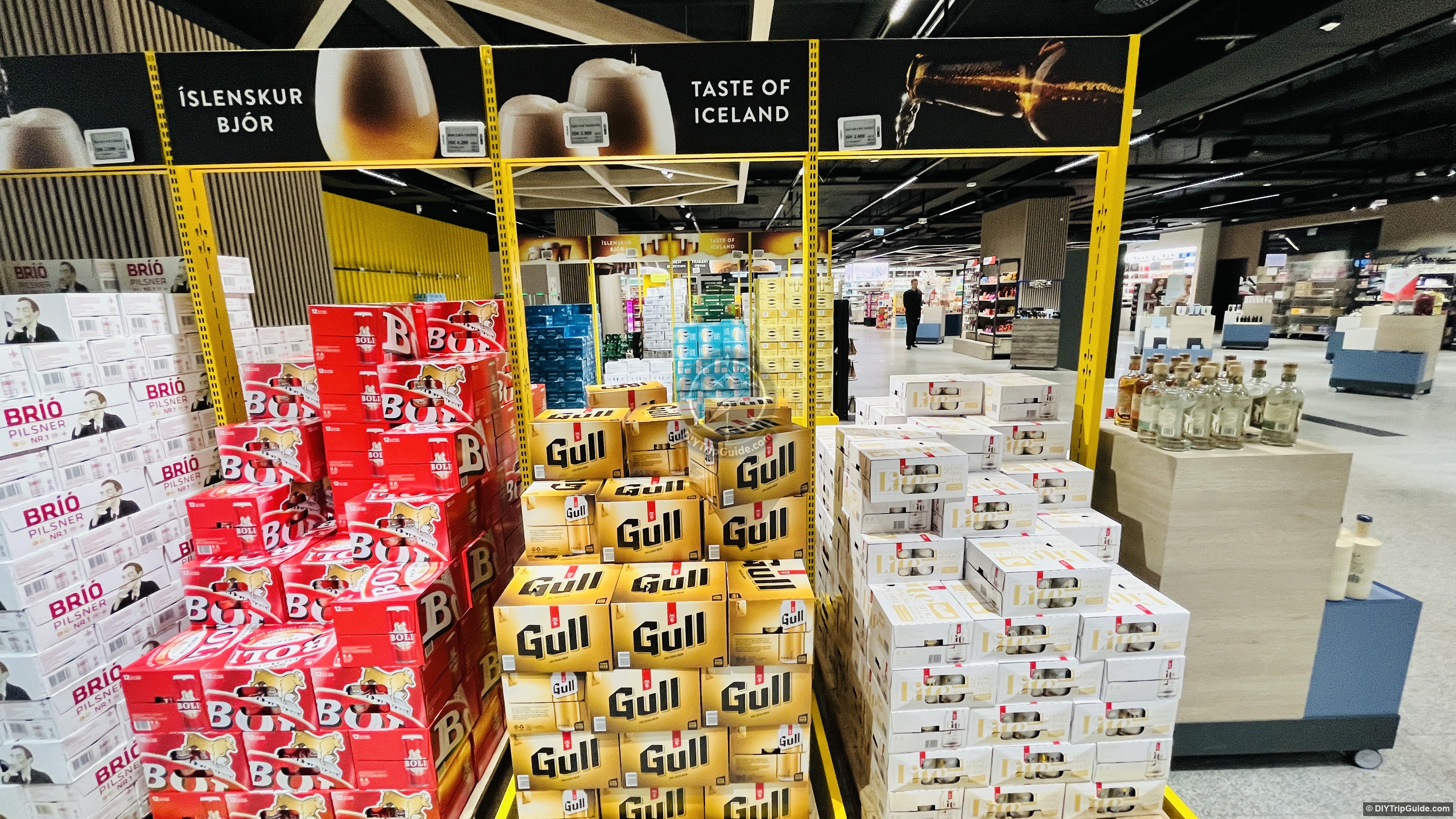 Alcohol shopping at the airport before starting our road trip.